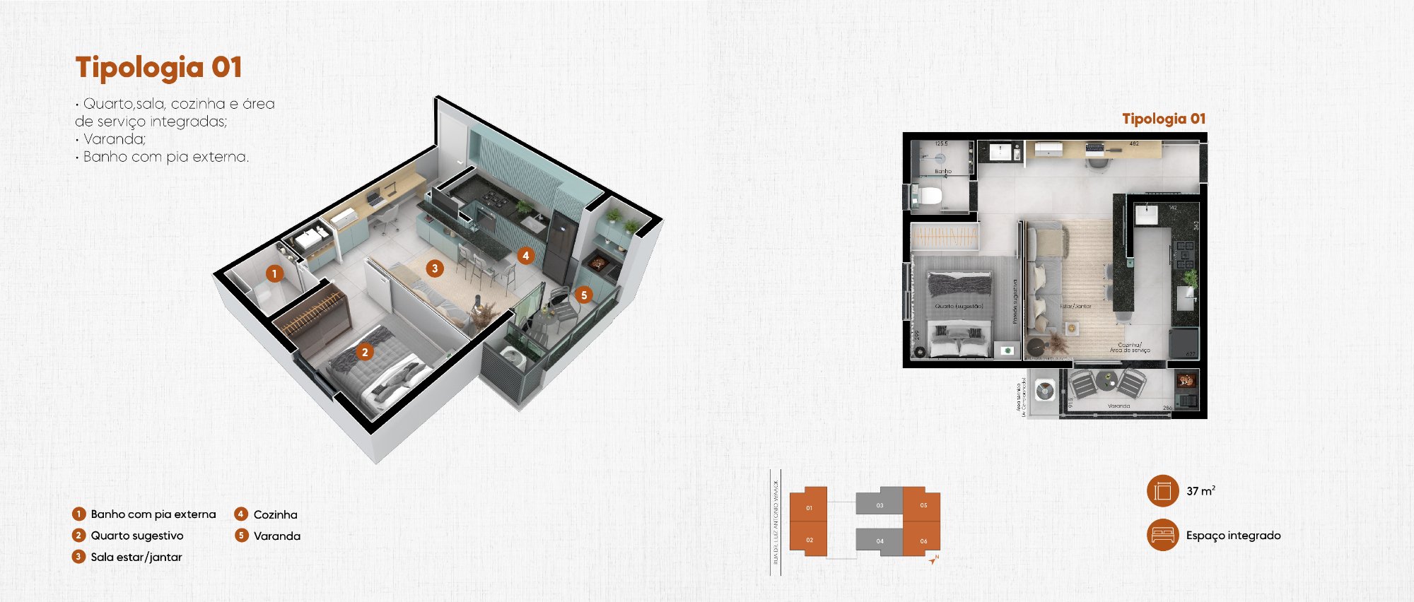 Tipologia 01 — 37m²
